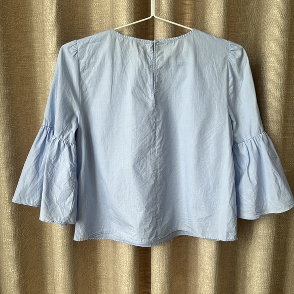 Zara Pearl Embellished Blouse Bell Sleeve Women's - Picture 3 of 8